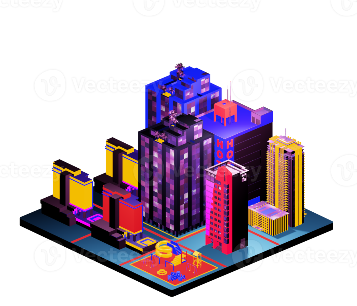 Isometric building arrangement png