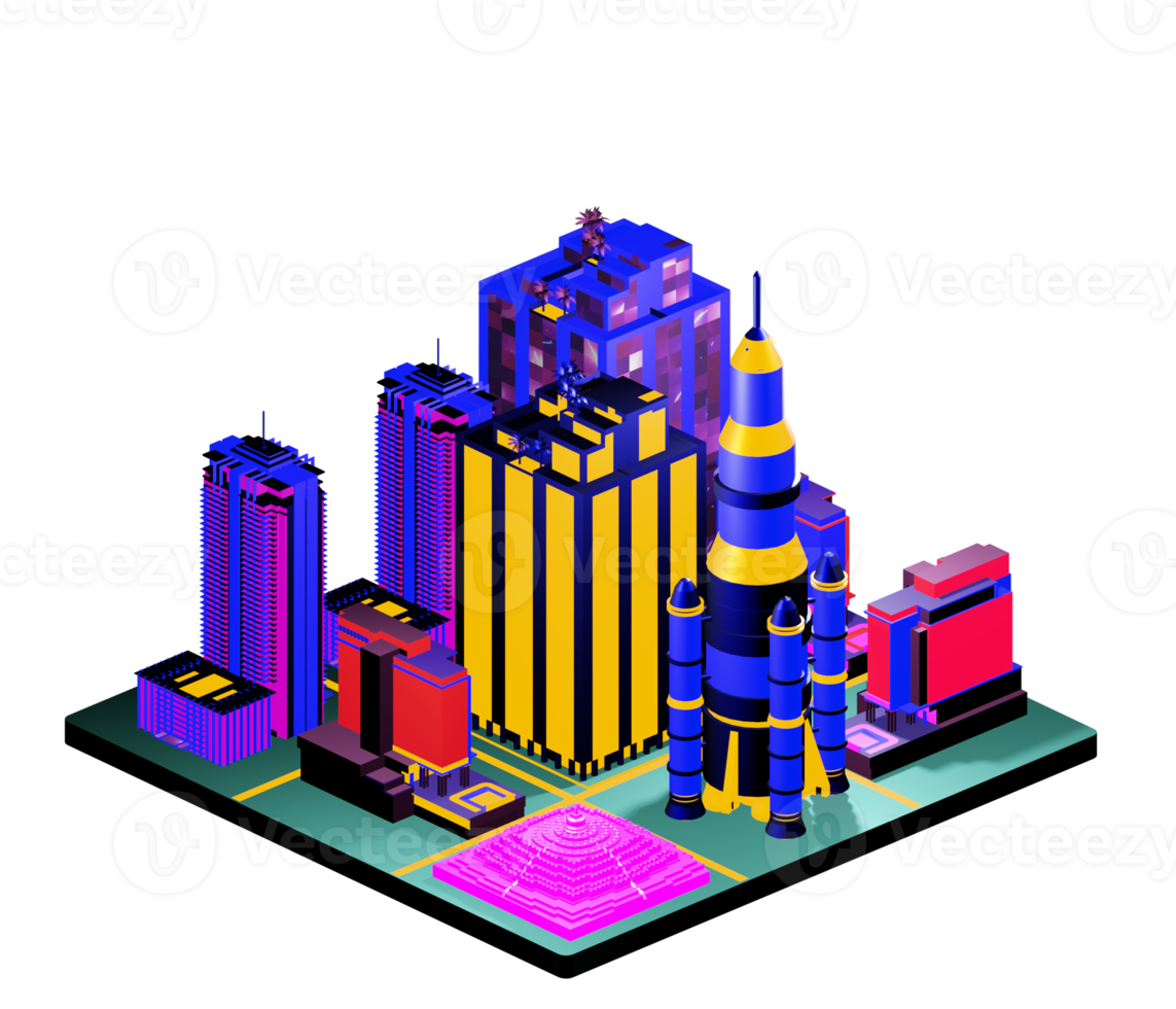 Retro isometric building png