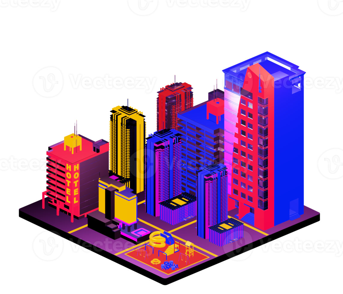 Retro isometric building png