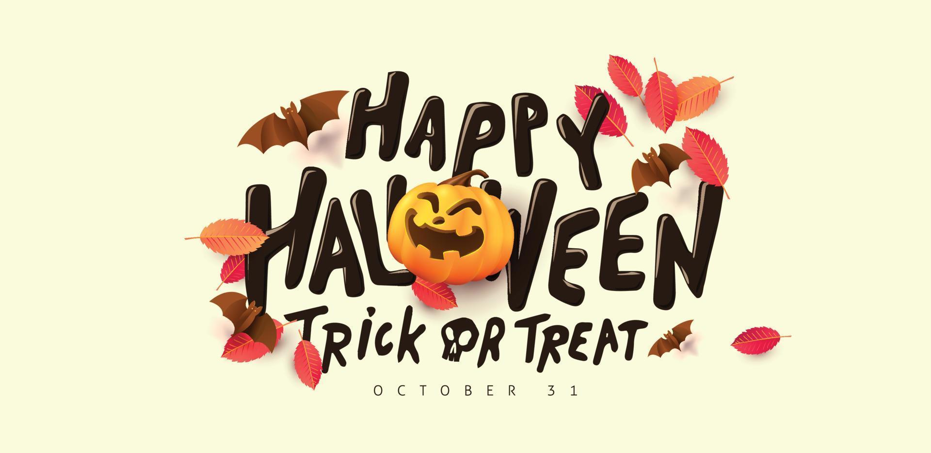 Ilustración de vector de banner de texto de feliz halloween