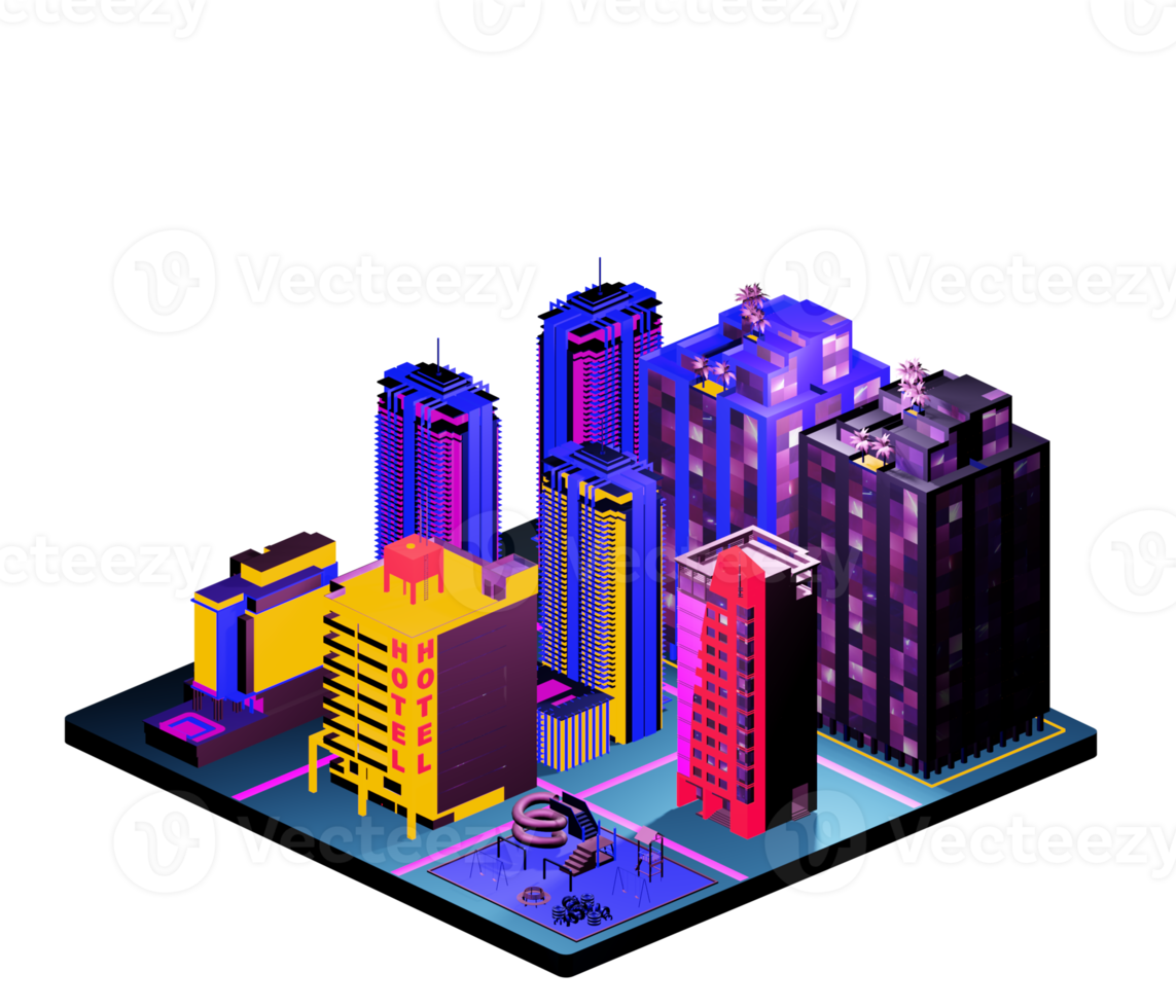 Isometric building arrangement png