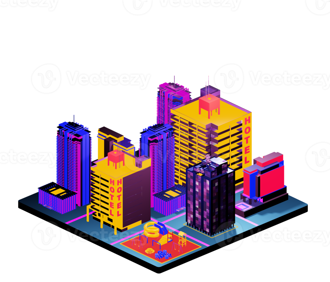 Isometric building in retro style png