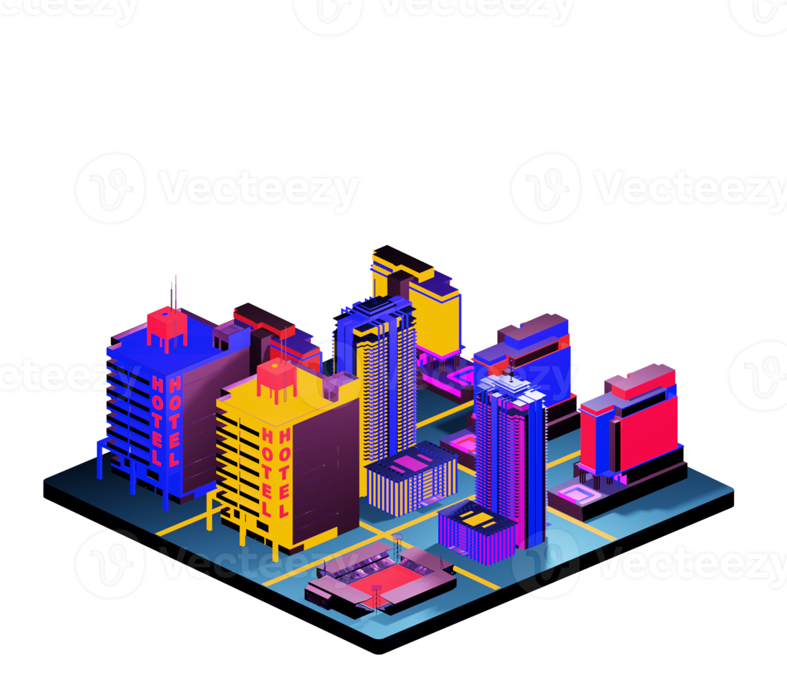 Isometric building arrangement png