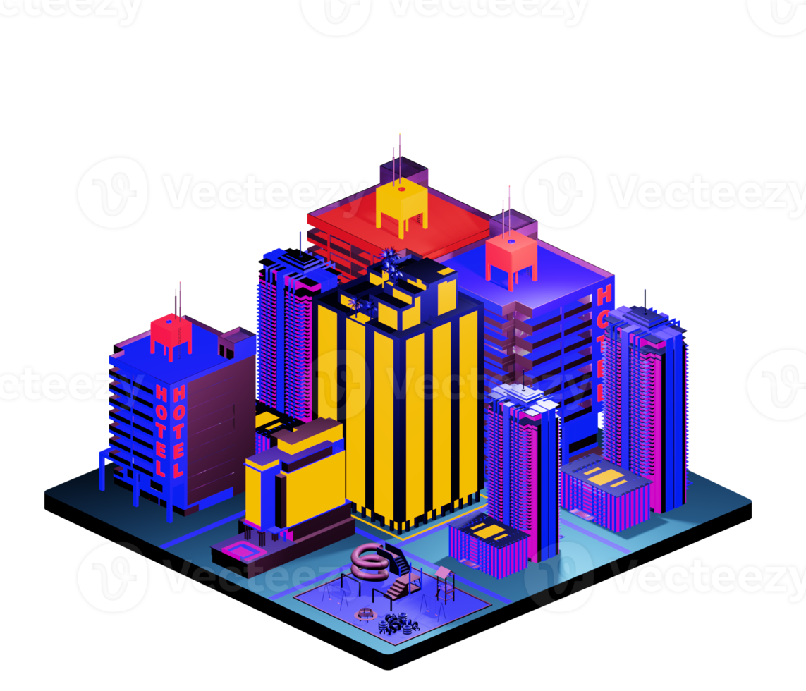 Isometric building arrangement png