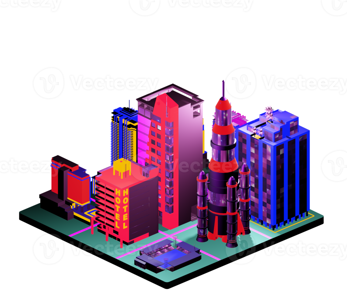 Isometric building arrangement png