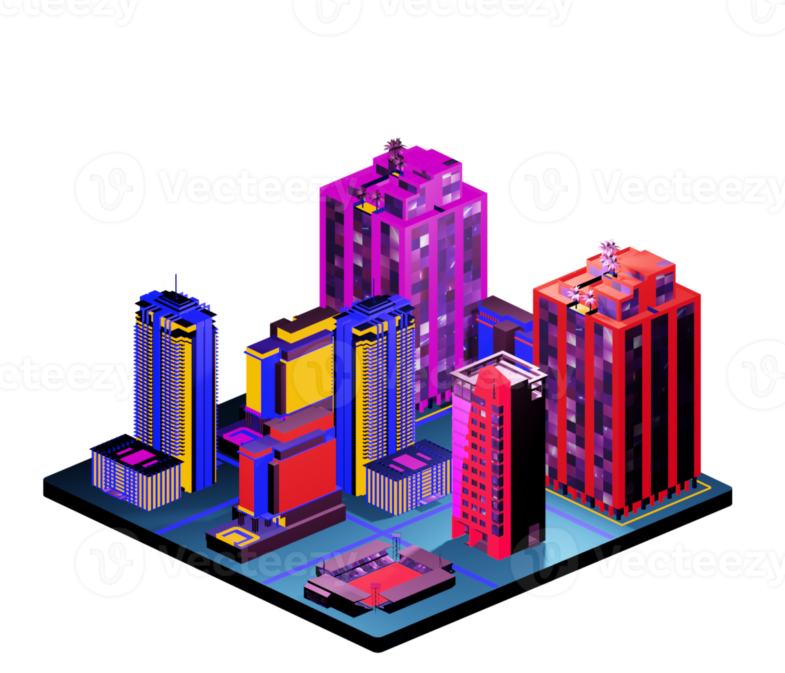 Retro isometric building png