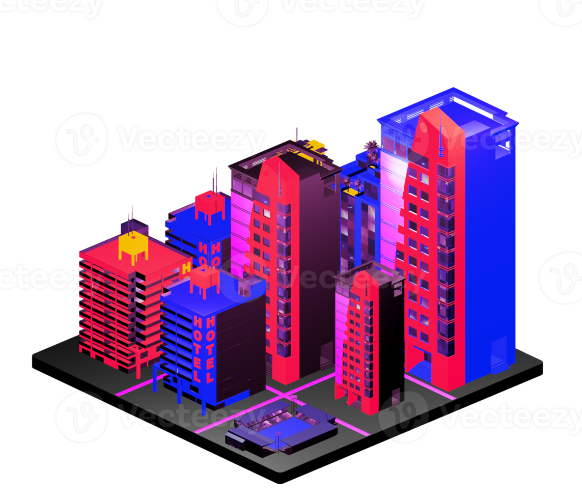 Isometric building arrangement png