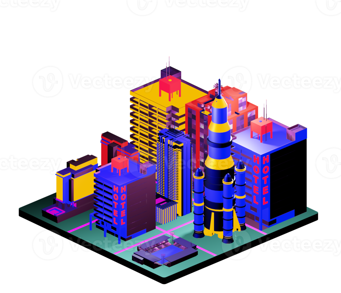 Isometric building arrangement png