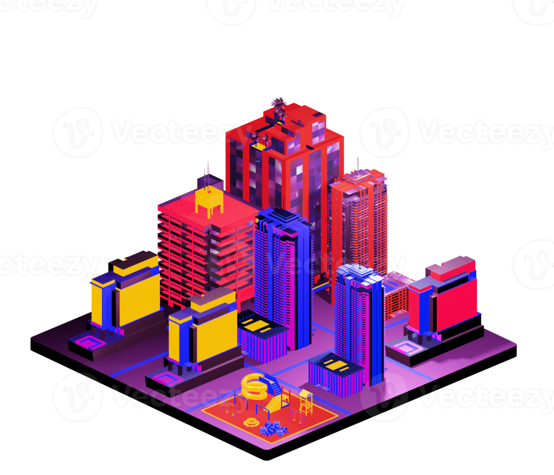 Isometric building arrangement png