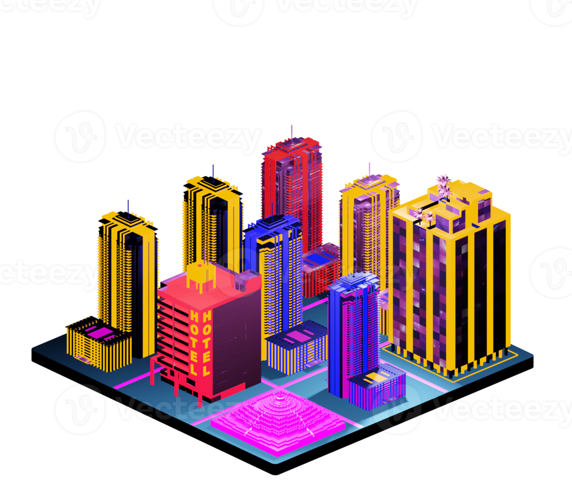 Isometric building arrangement png