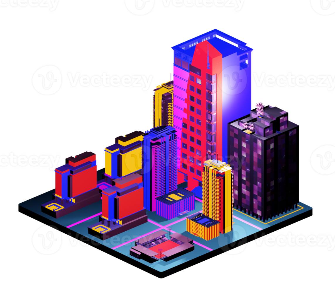 Retro isometric building png