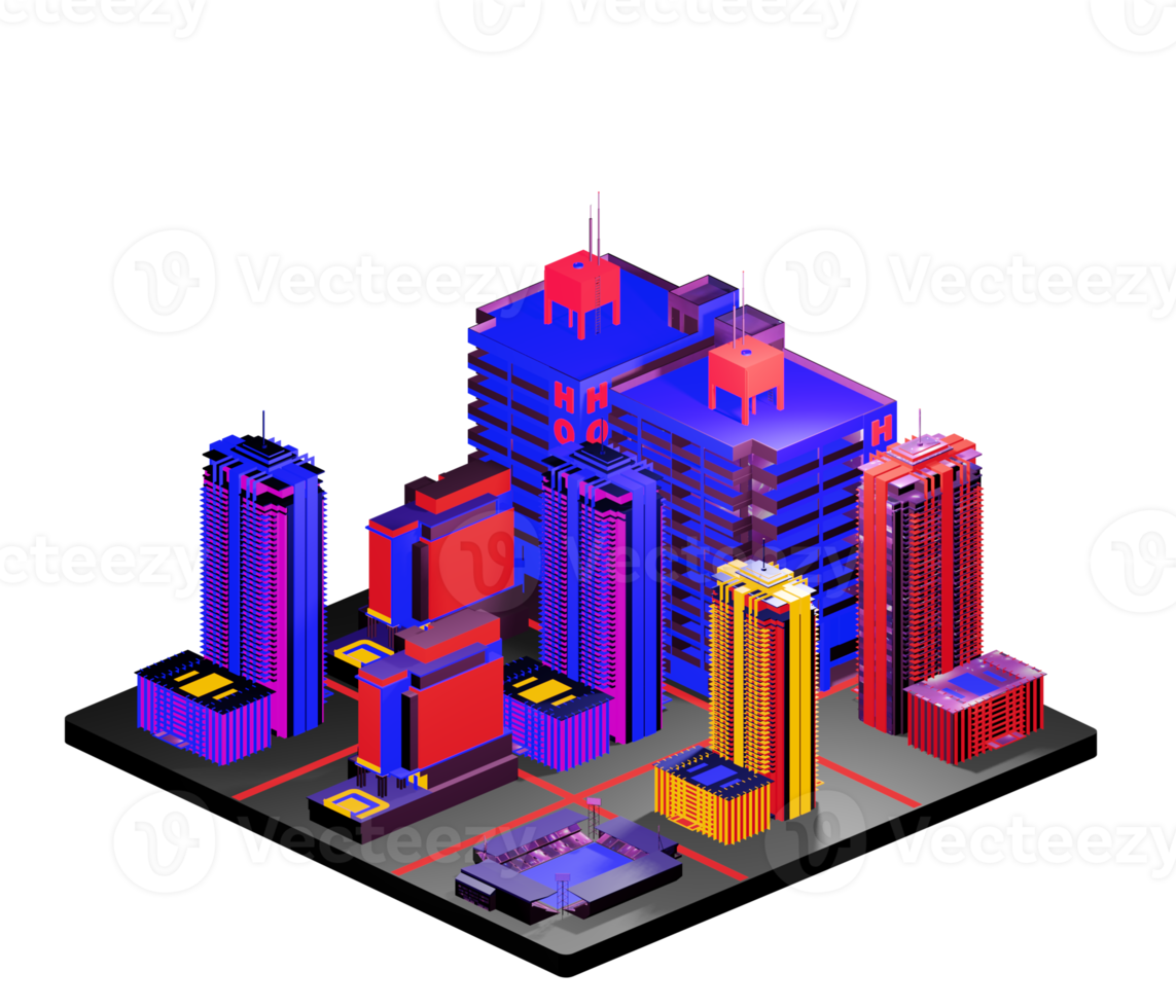 Isometric building in retro style png