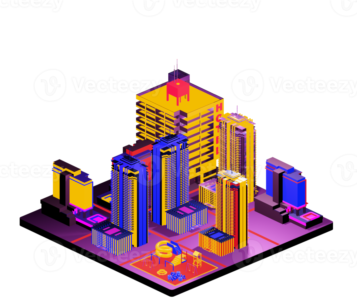 Isometric building arrangement png