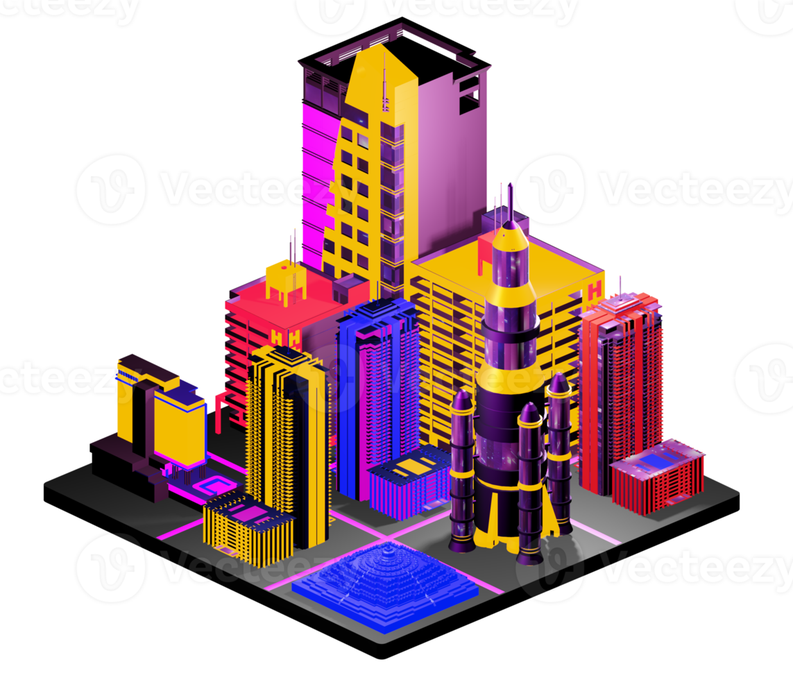 Isometric building in retro style png