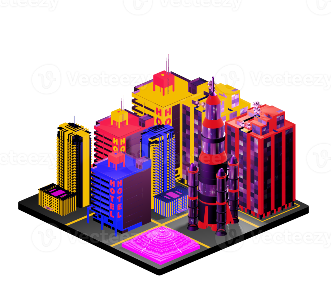 Retro isometric building png