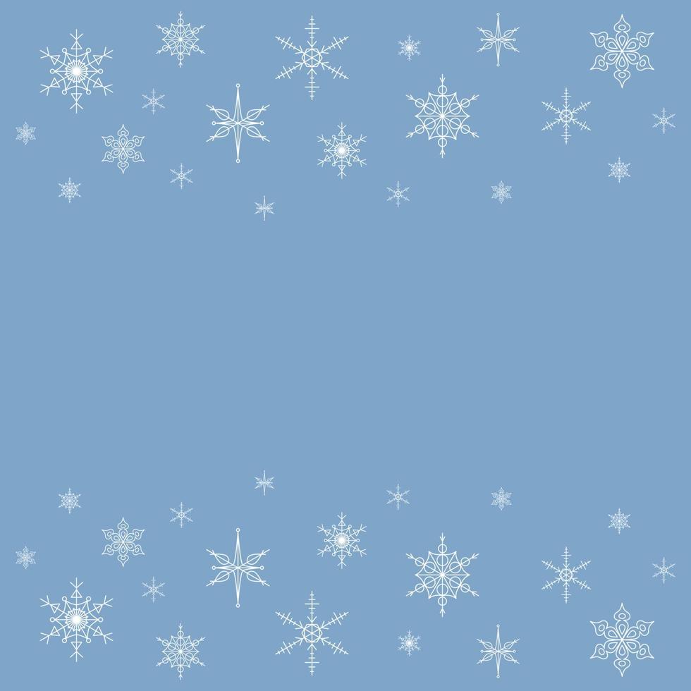 Banner with white snowflakes on the edges on a blue background. vector illustration