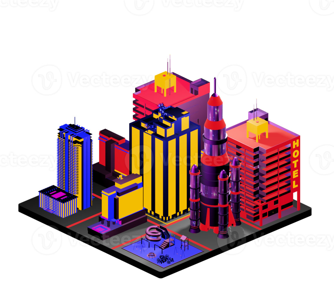 Isometric building arrangement png