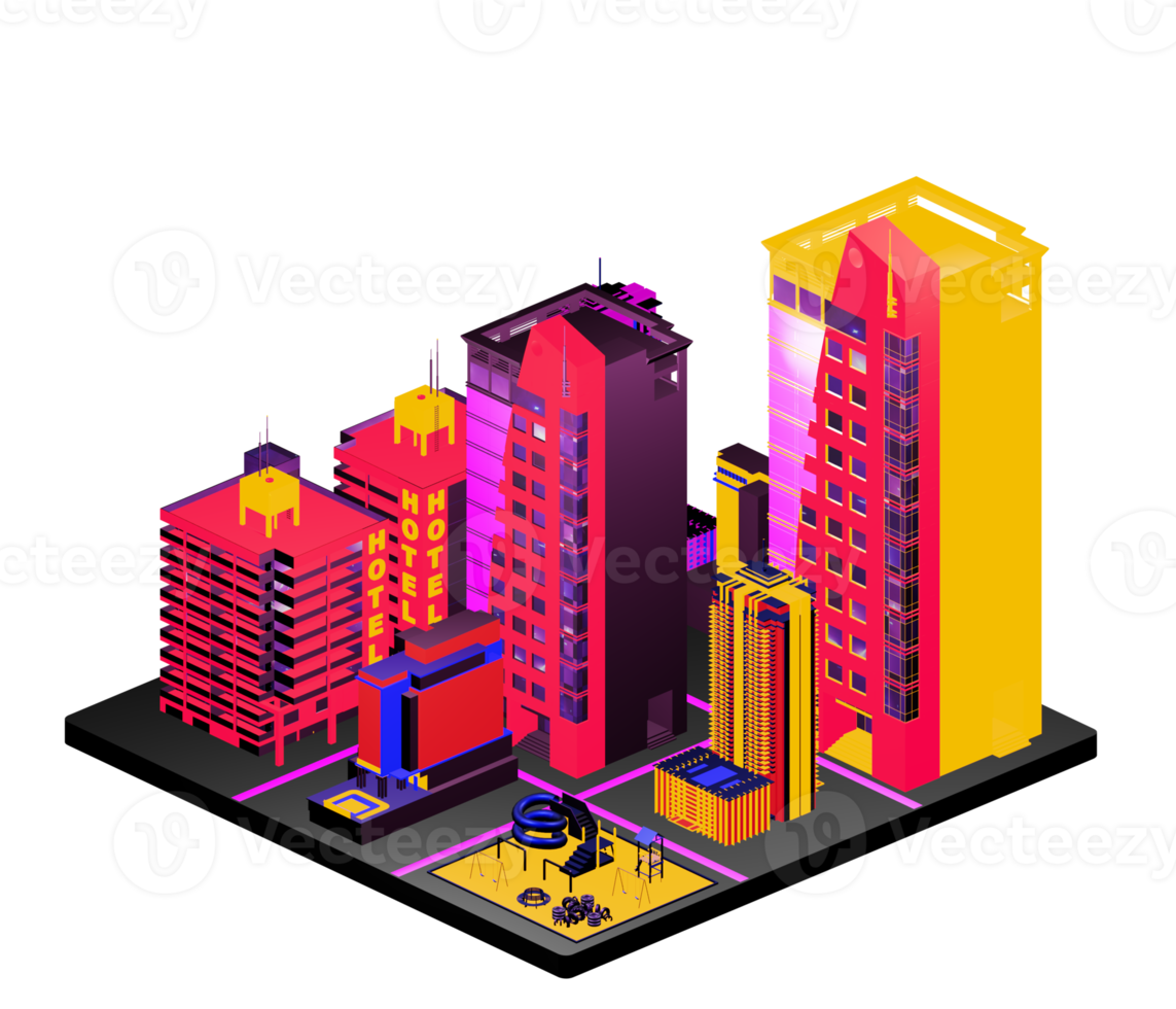 Isometric building arrangement png