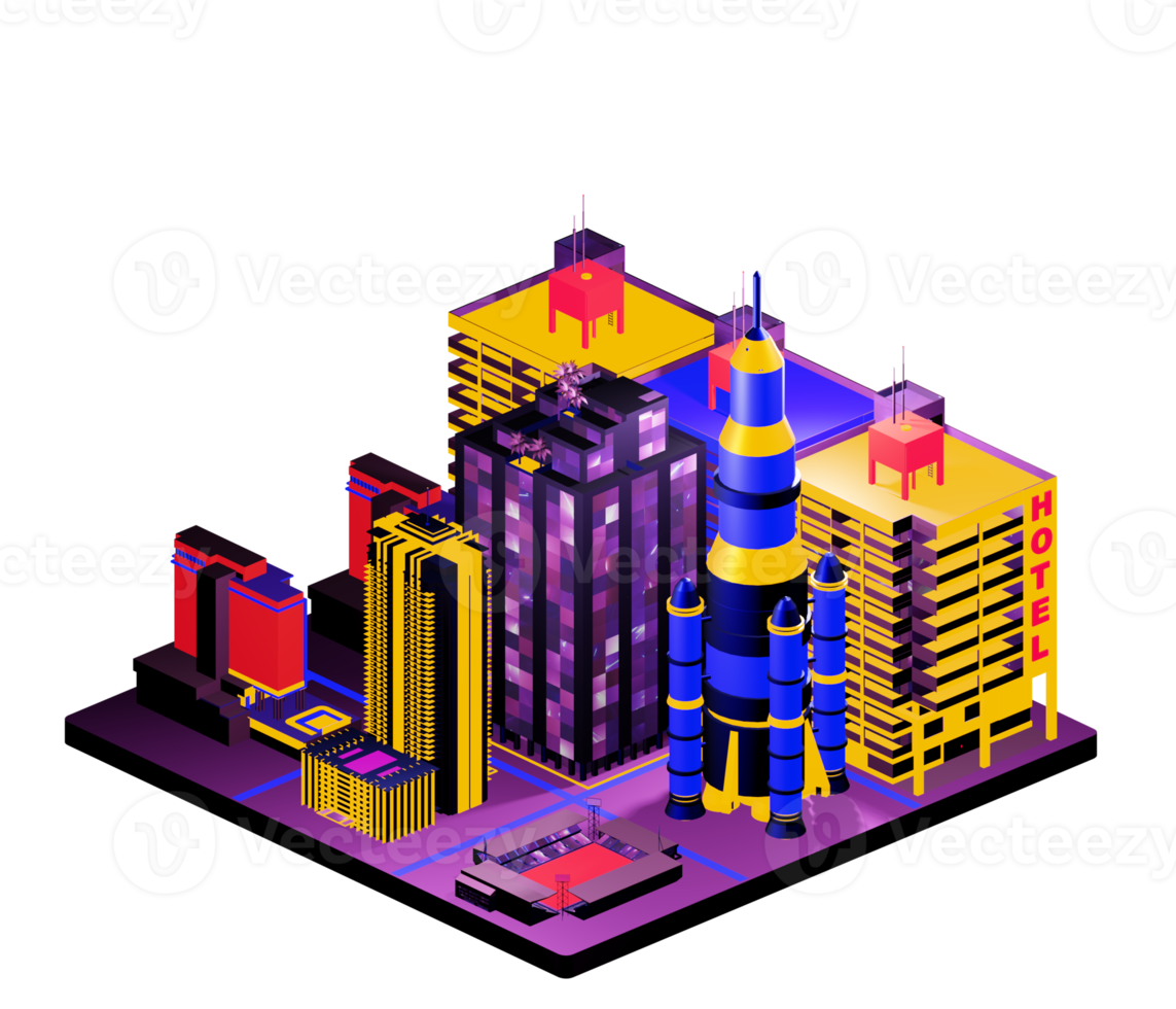 Isometric building arrangement png