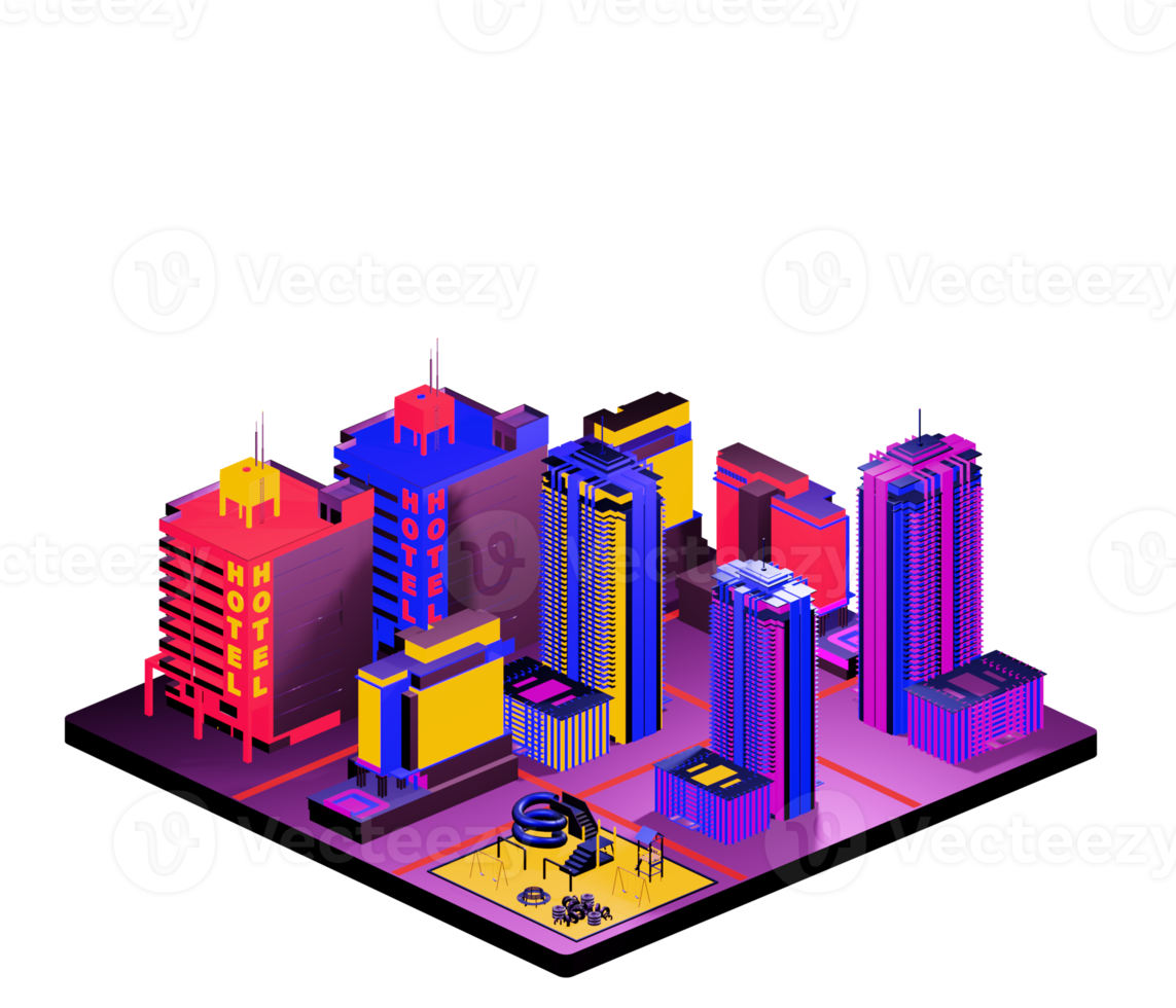 Isometric building arrangement png