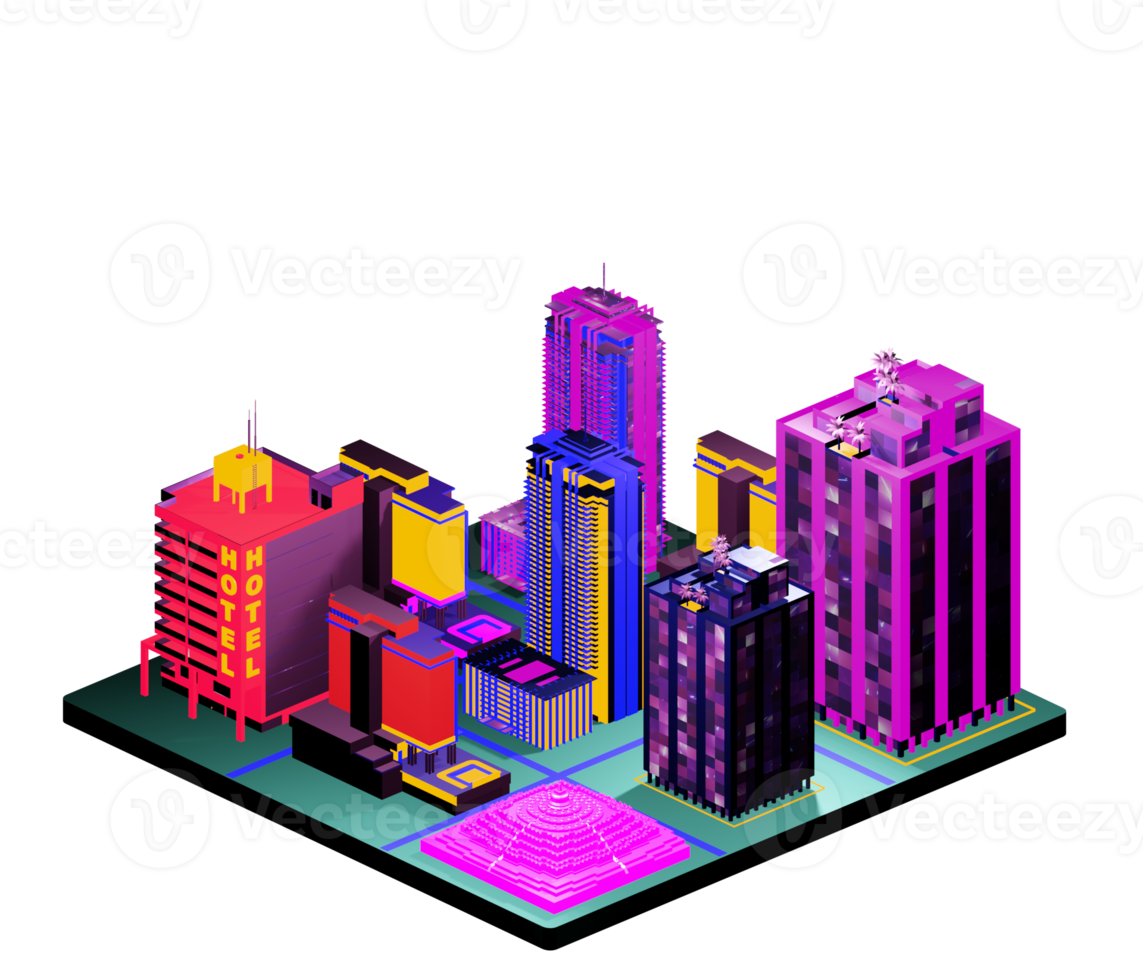 Isometric building in retro style png