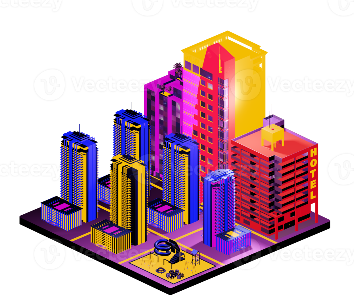 Retro isometric building png