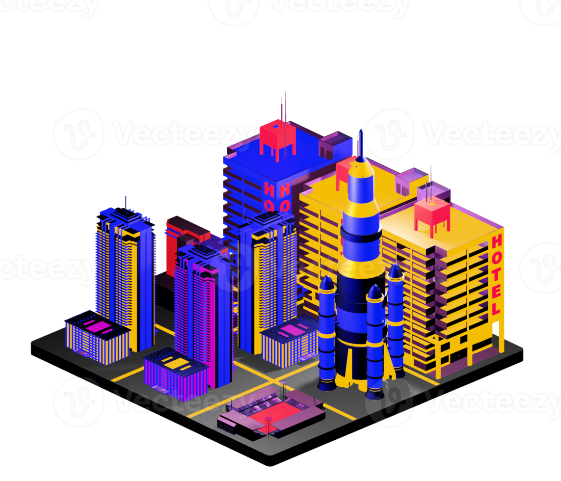 Isometric building arrangement png