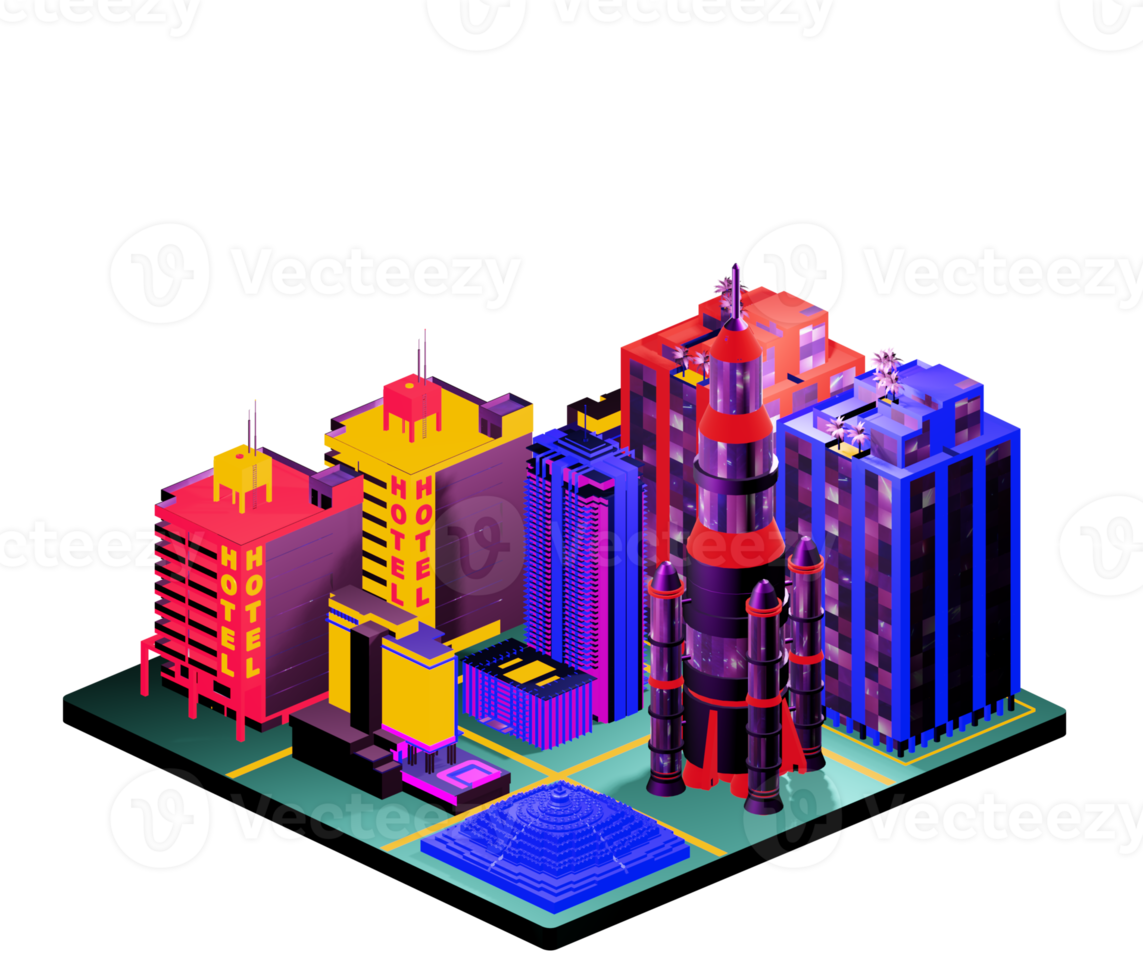 Retro isometric building png