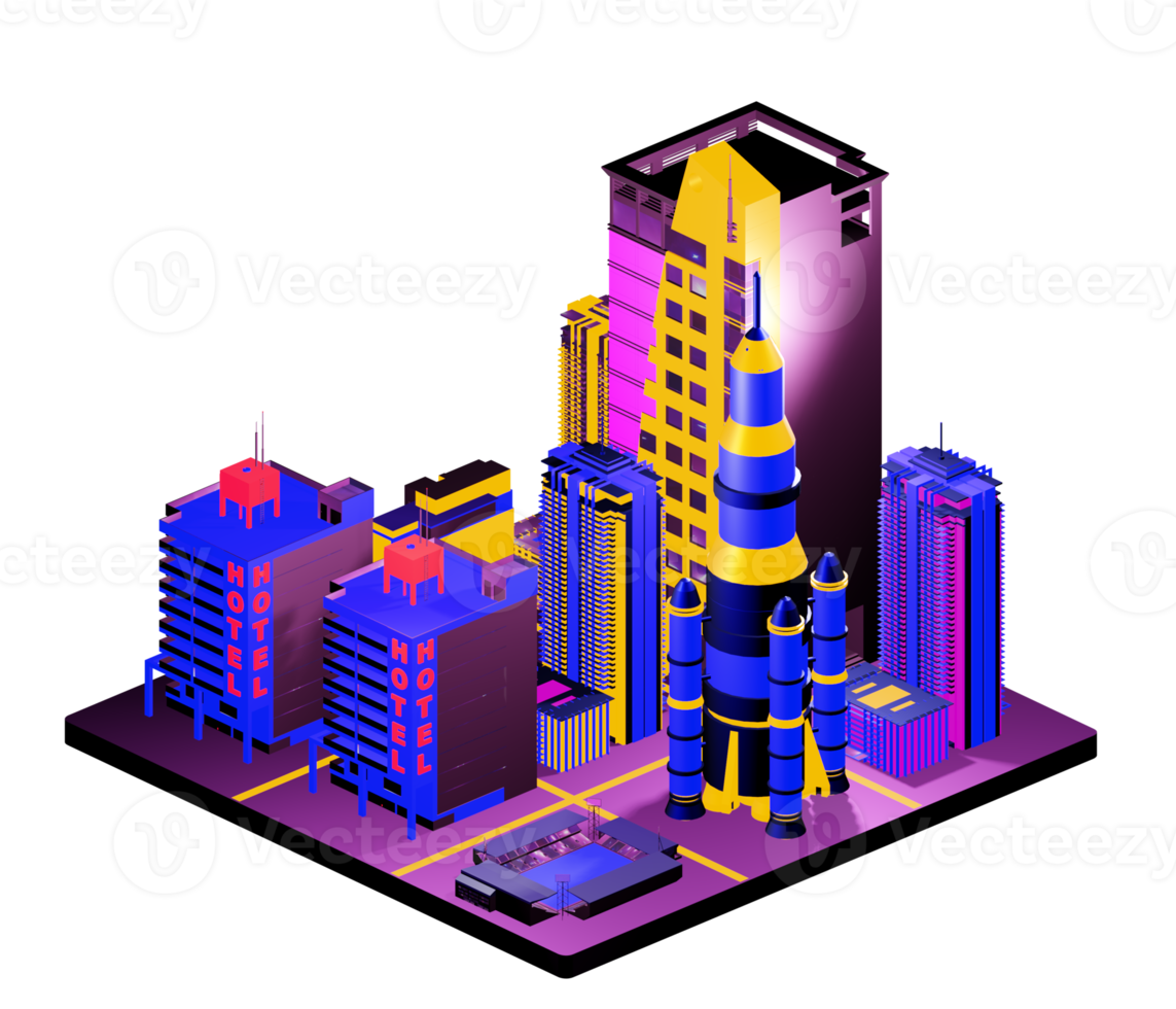 Isometric building in retro style png