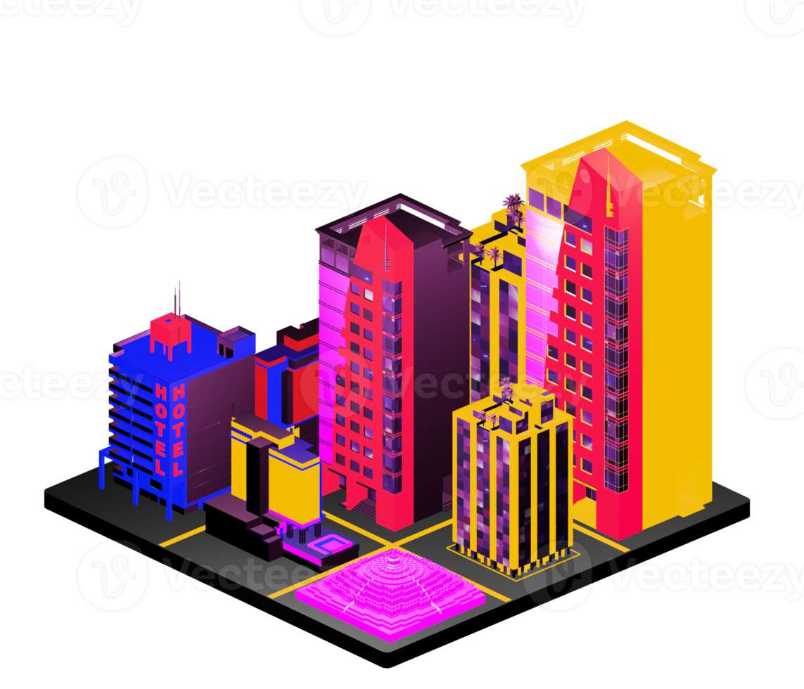 Isometric building in retro style png