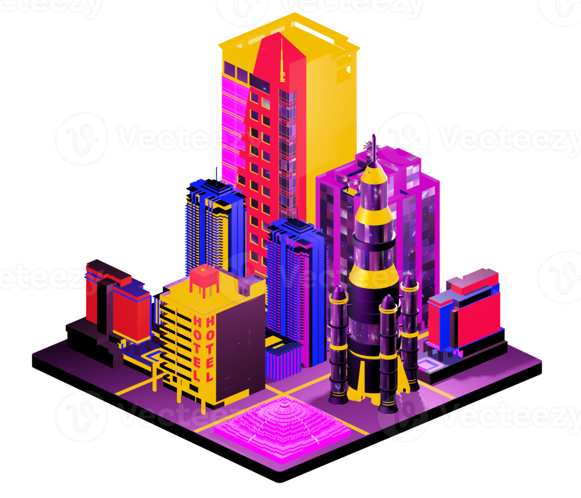 Retro isometric building png
