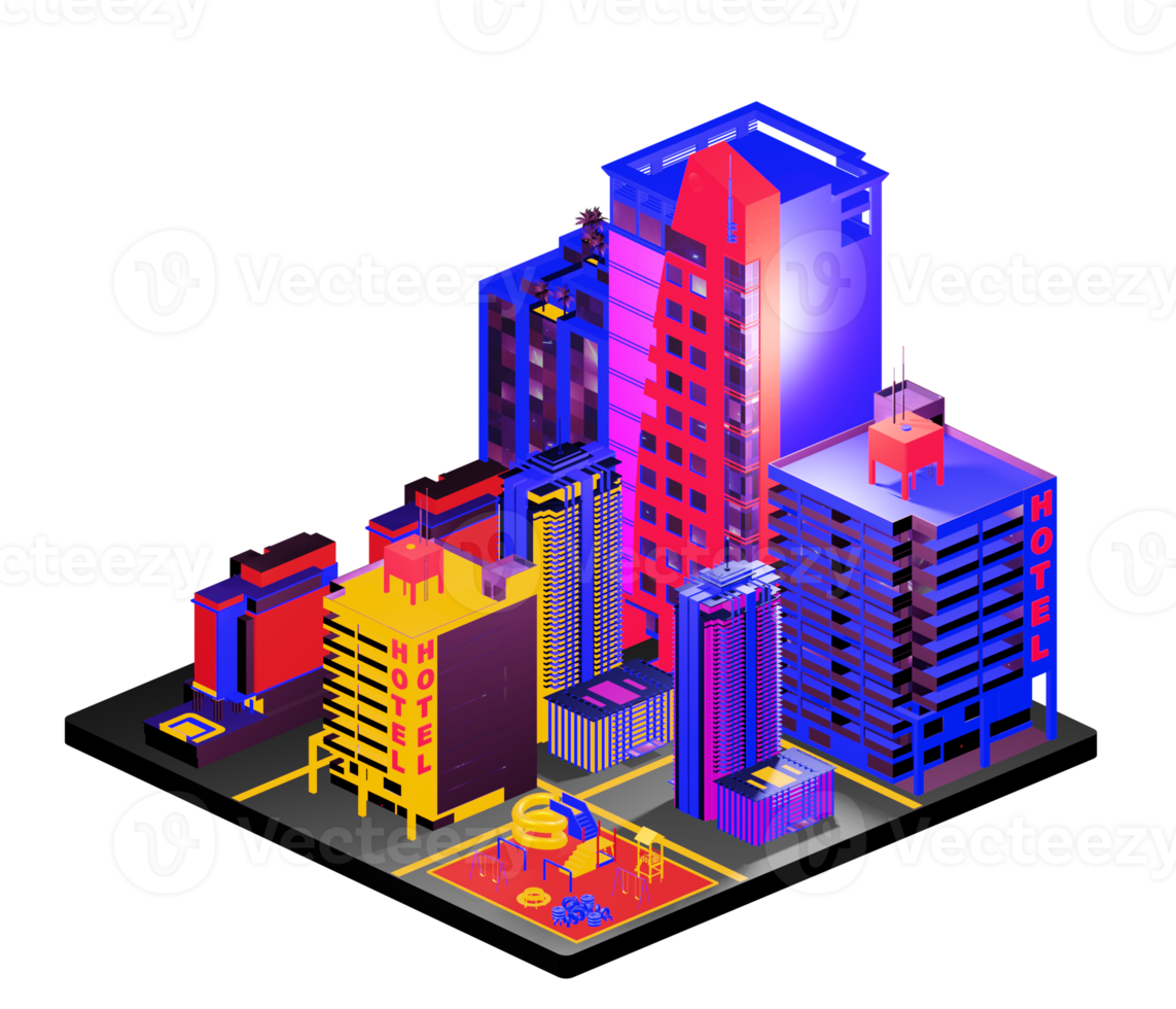 Isometric building arrangement png