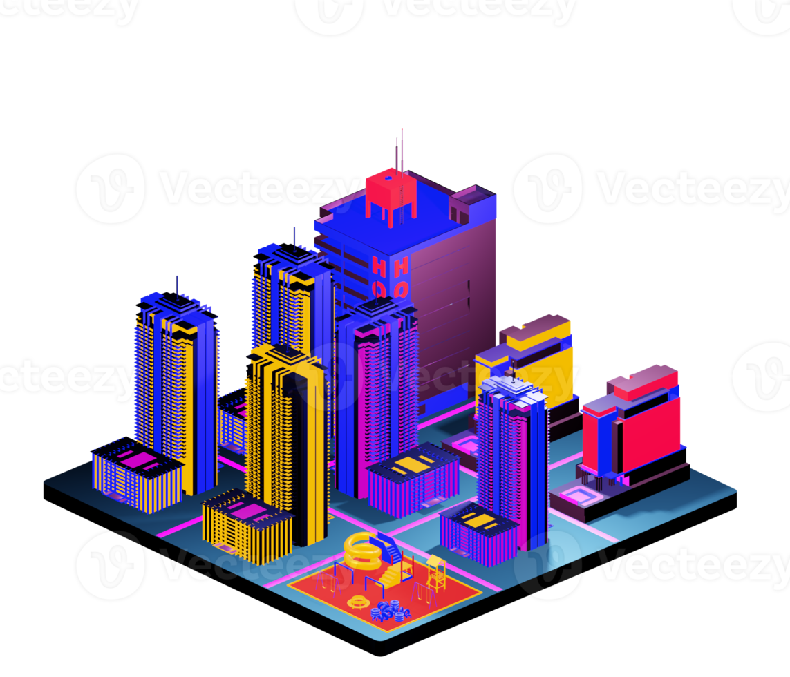 Isometric building arrangement png