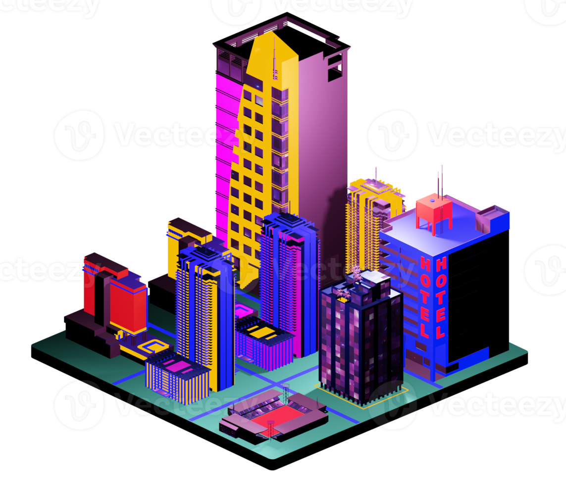 Isometric building arrangement png