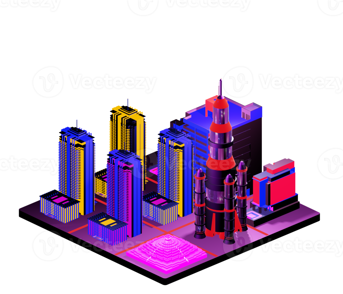 Isometric building in retro style png