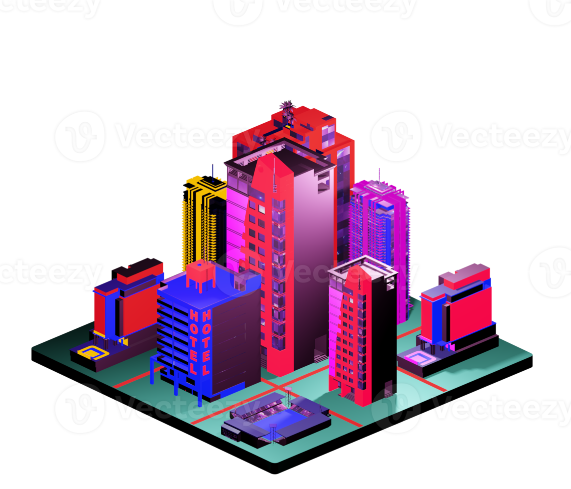 Isometric building arrangement png