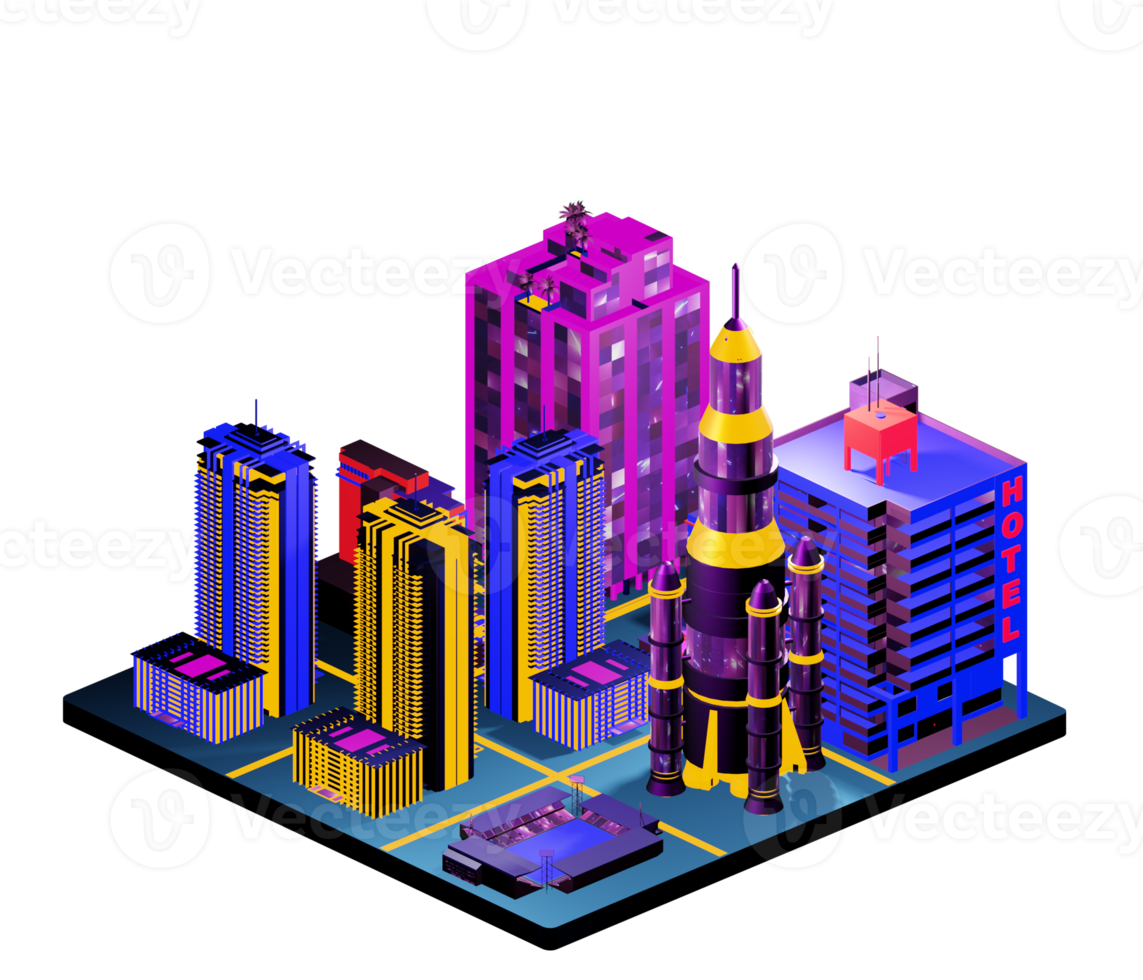 Isometric building in retro style png