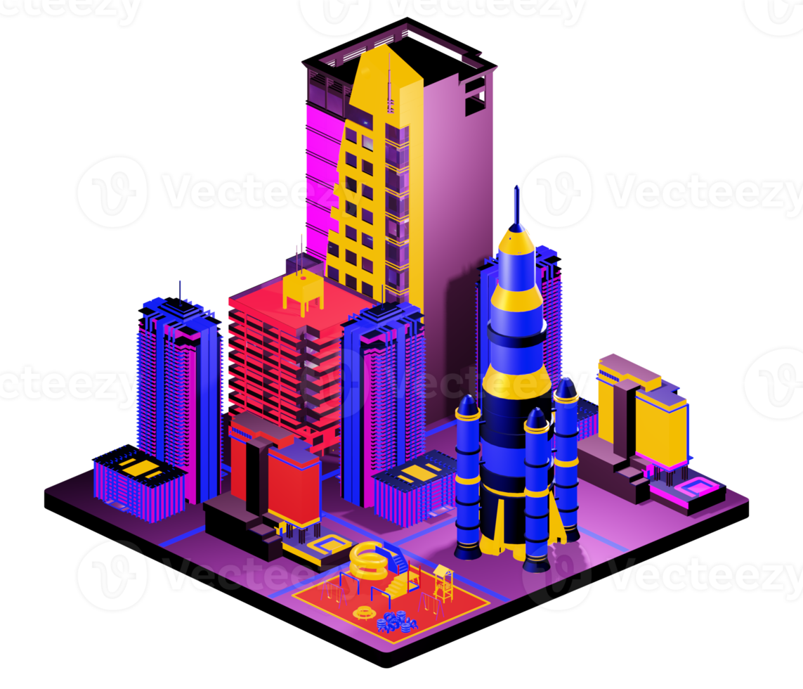 Isometric building in retro style png