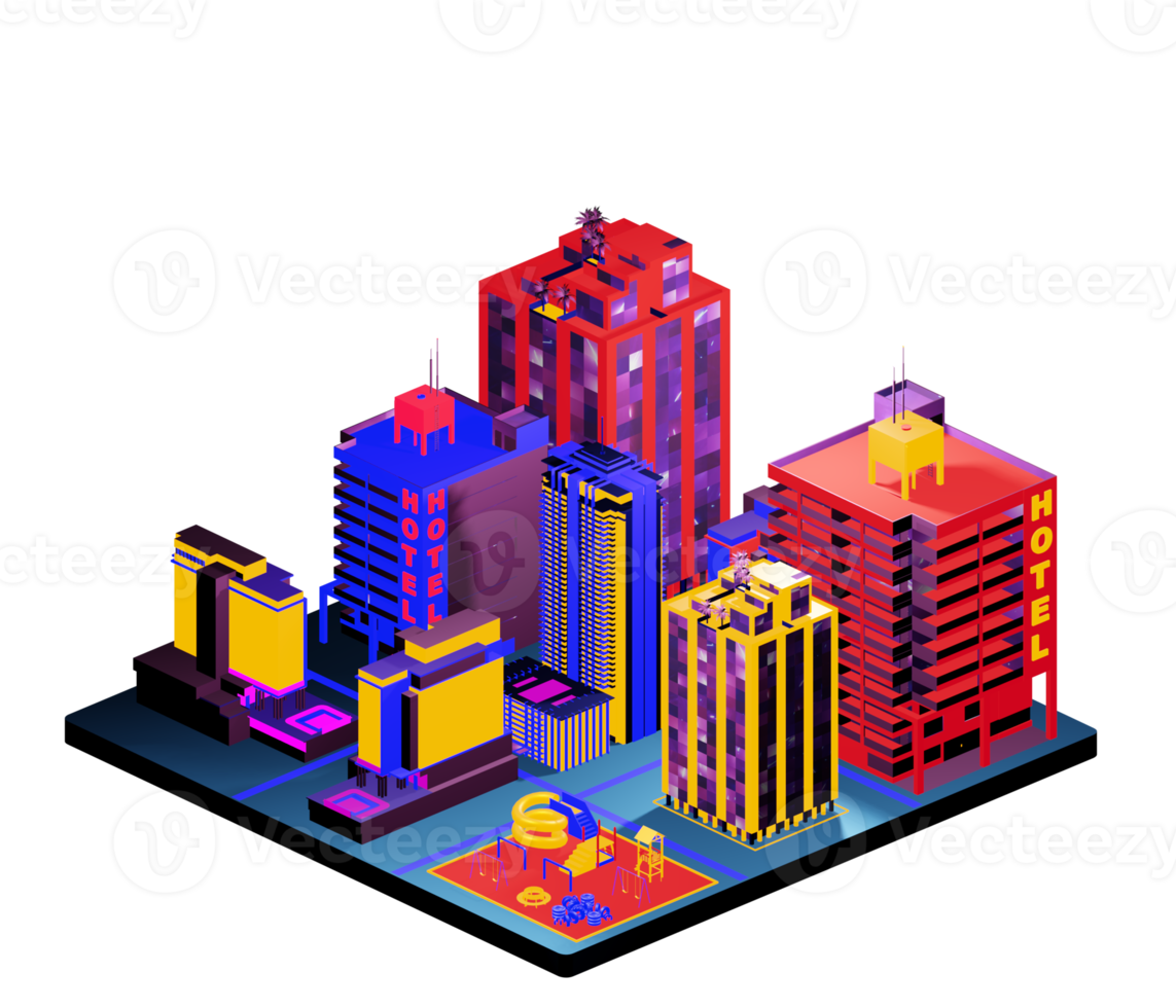 Isometric building in retro style png