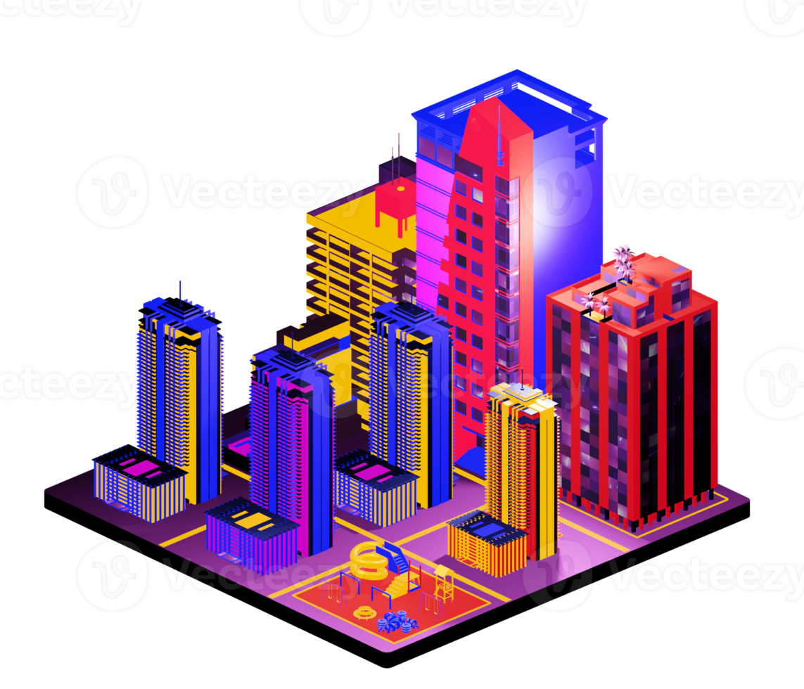 Isometric building in retro style png