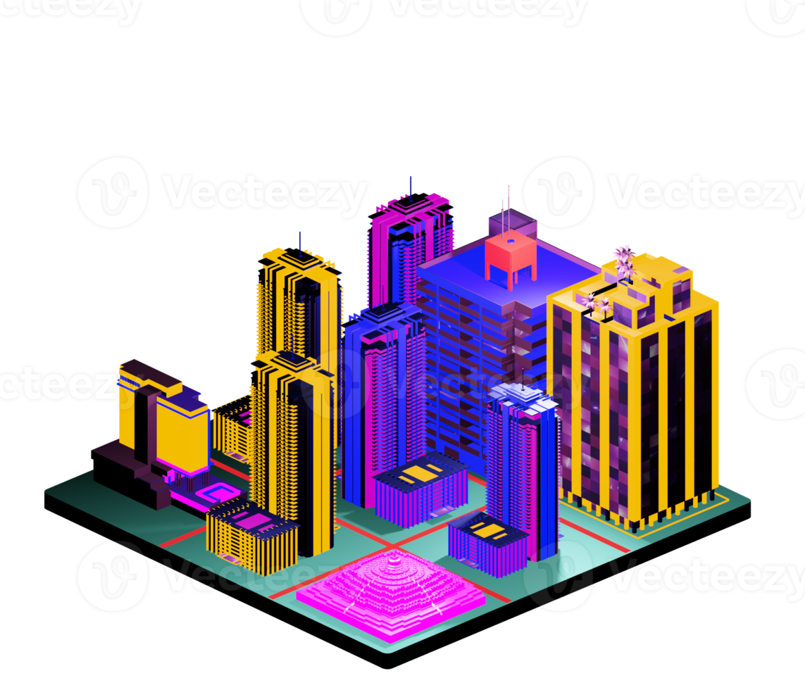 Isometric building in retro style png