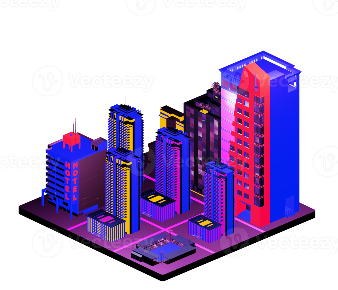 Retro isometric building png