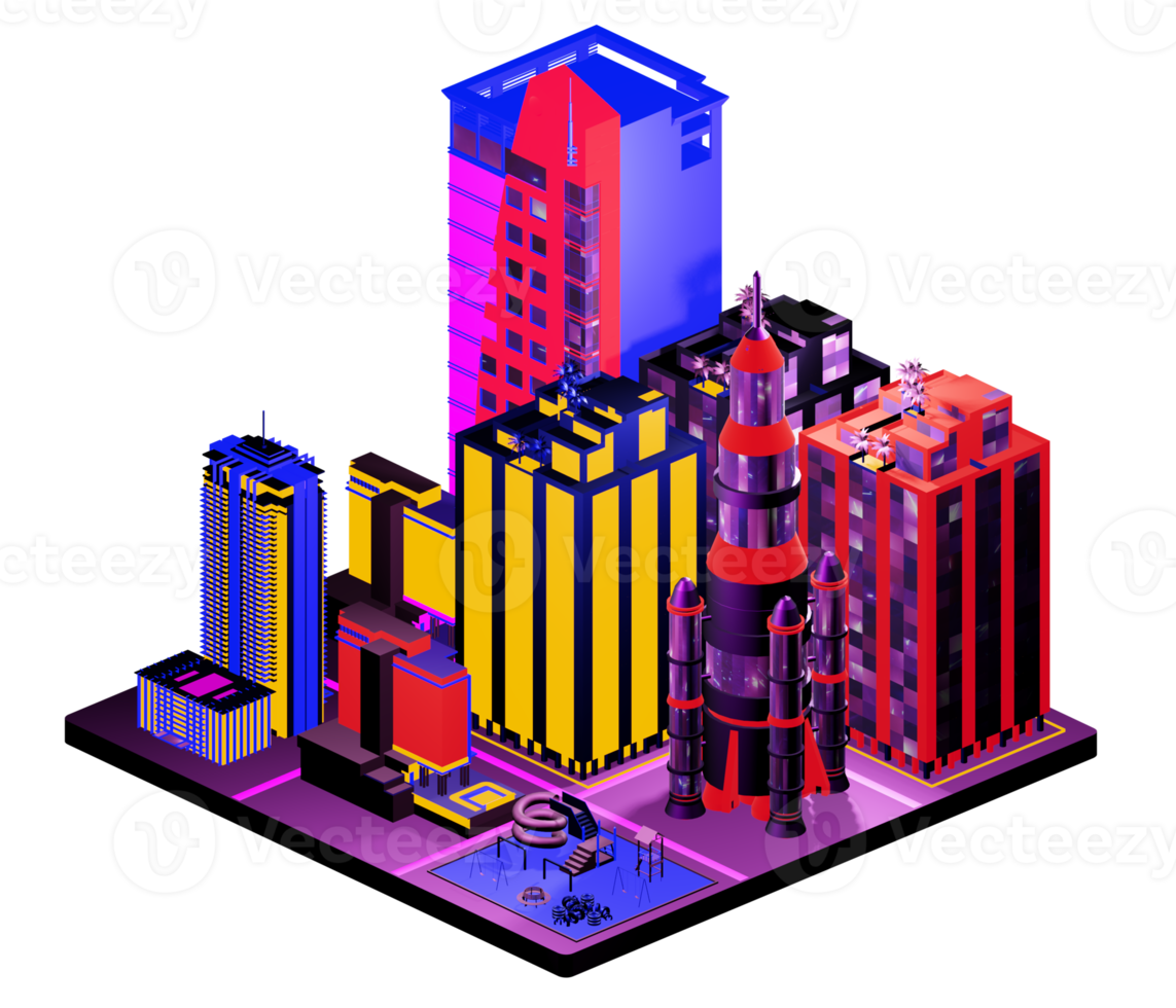 Isometric building in retro style png