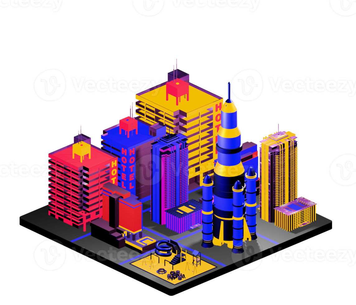 Isometric building arrangement png