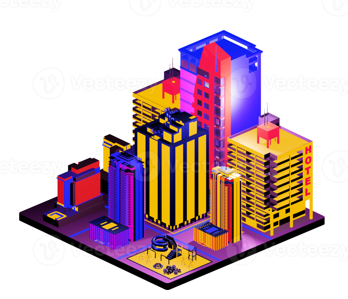 Retro isometric building png