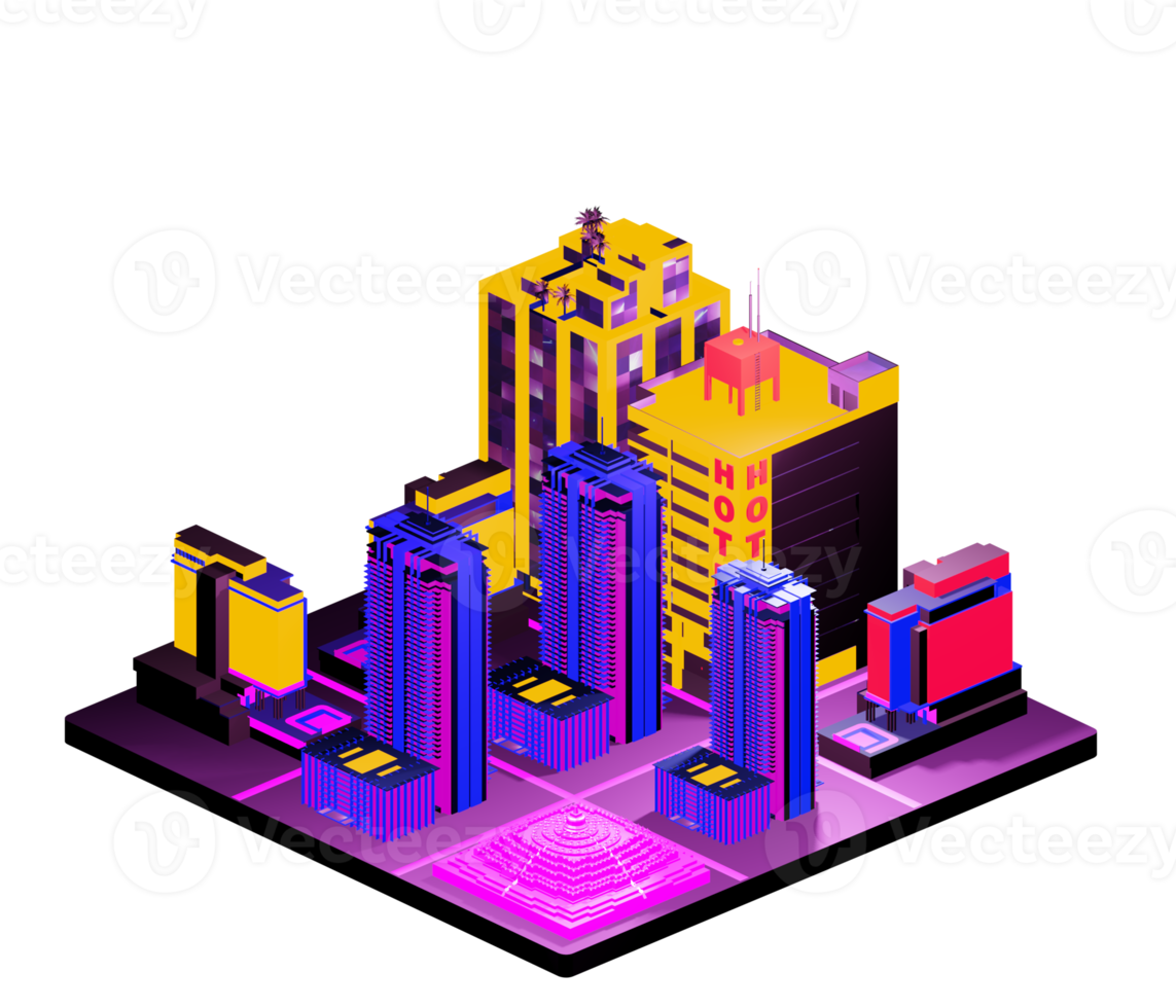 Isometric building arrangement png