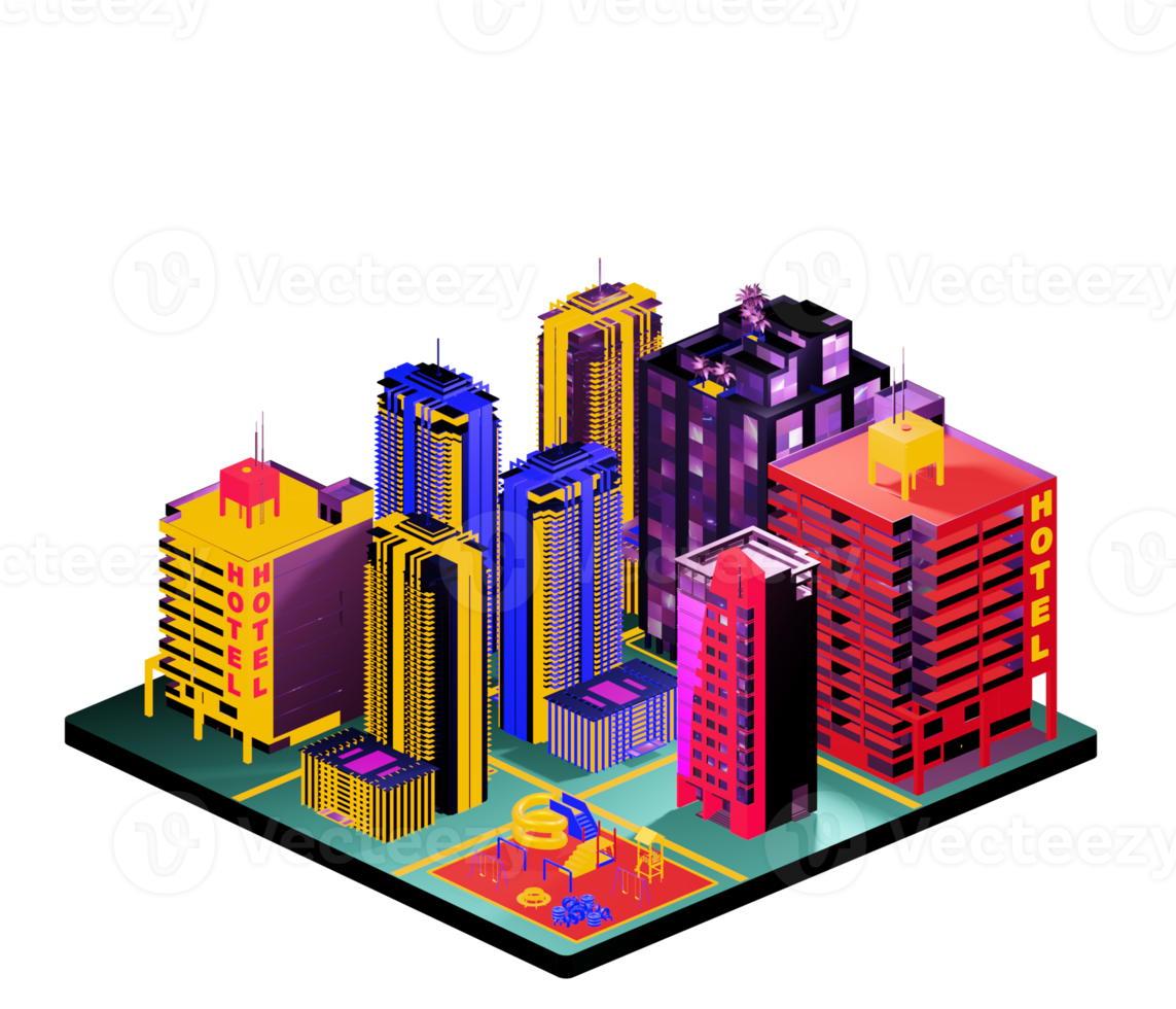 Isometric building arrangement png