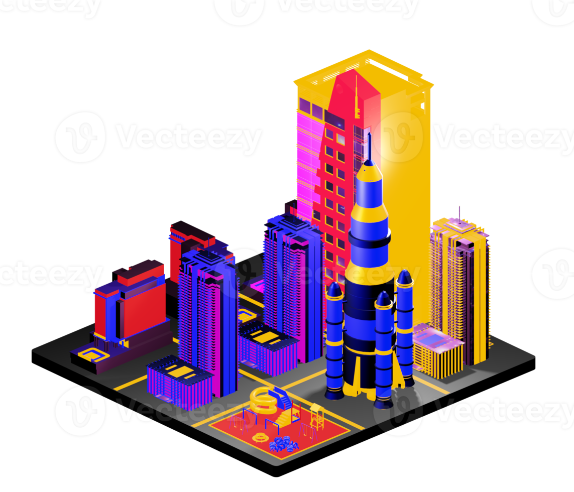 Isometric building arrangement png