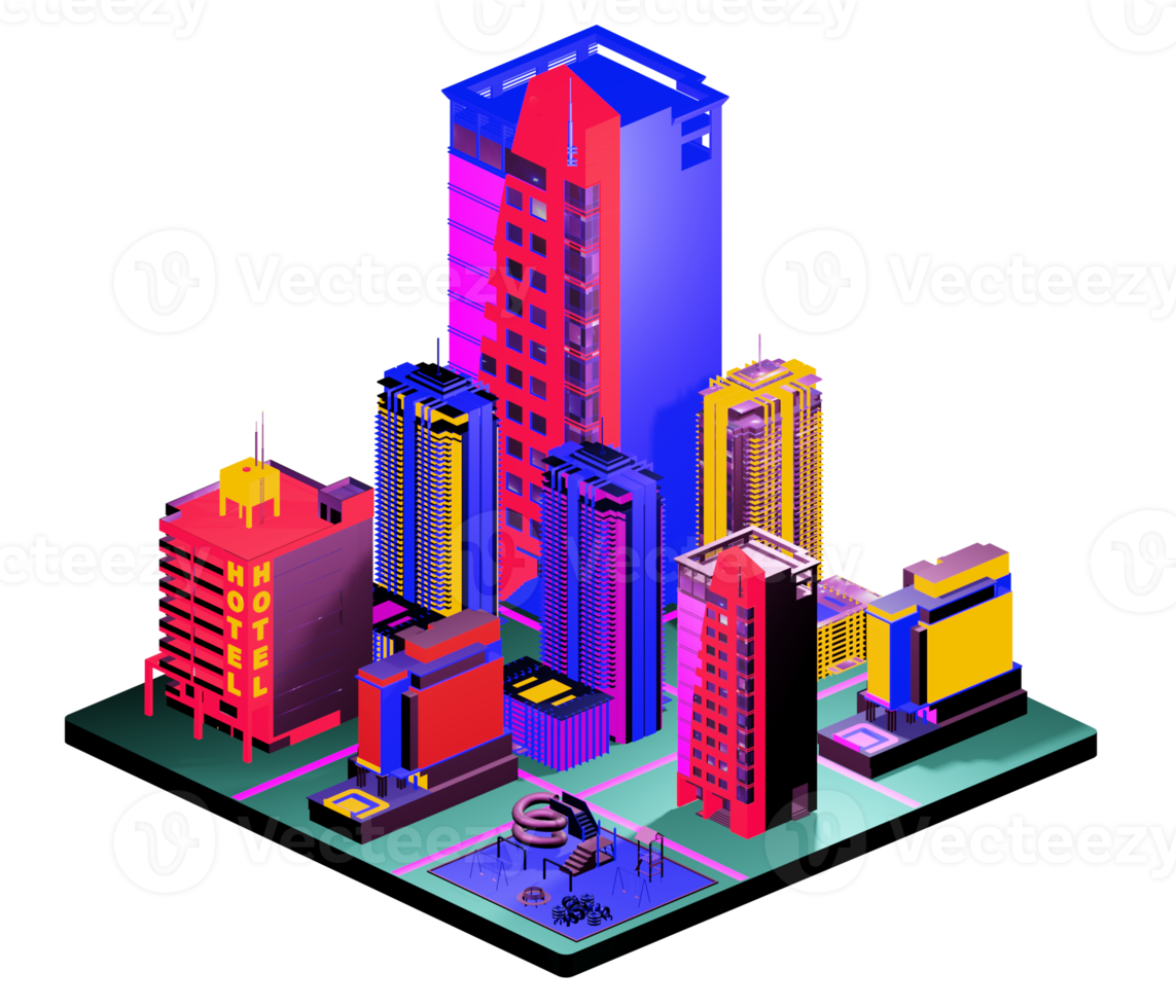 Isometric building arrangement png