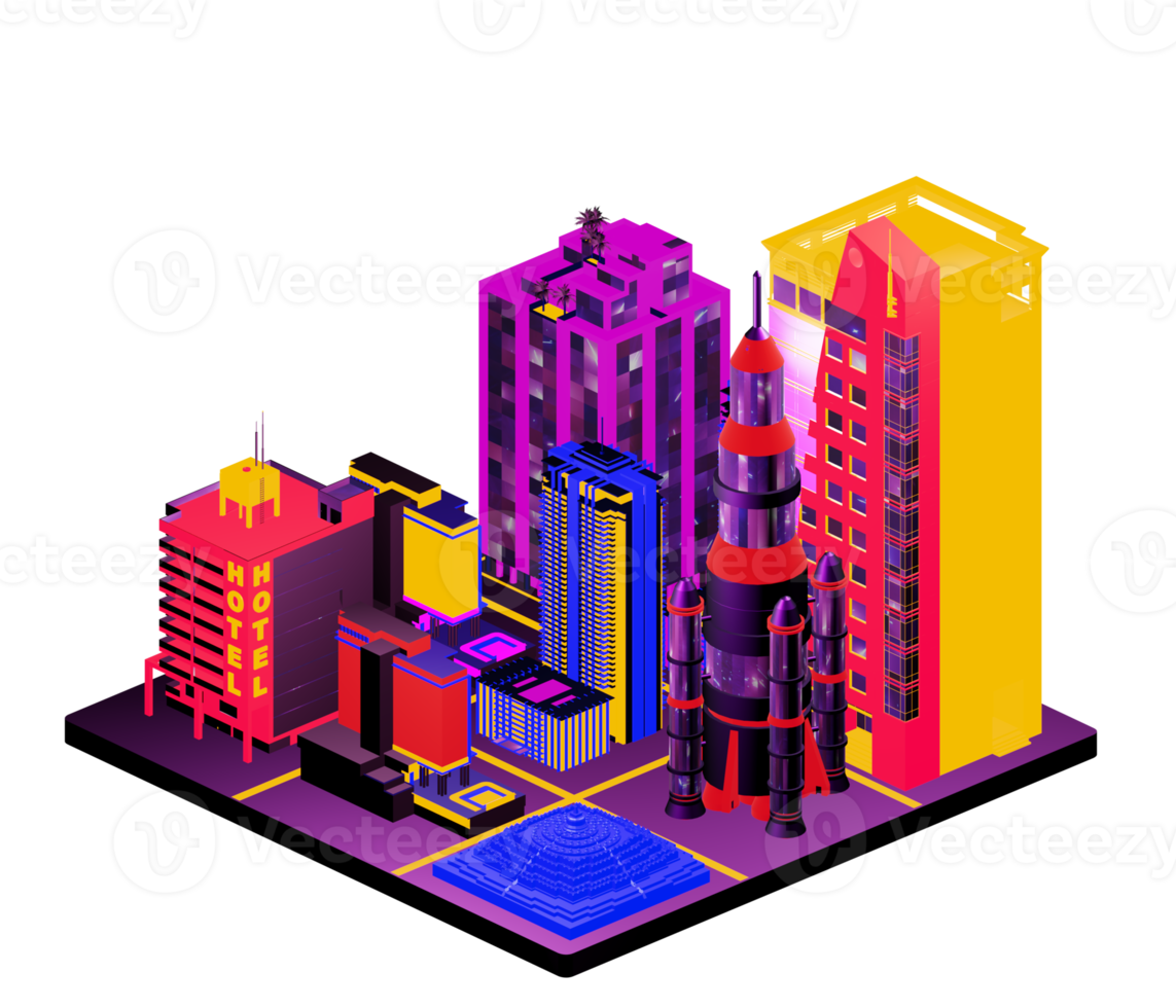 Isometric building in retro style png